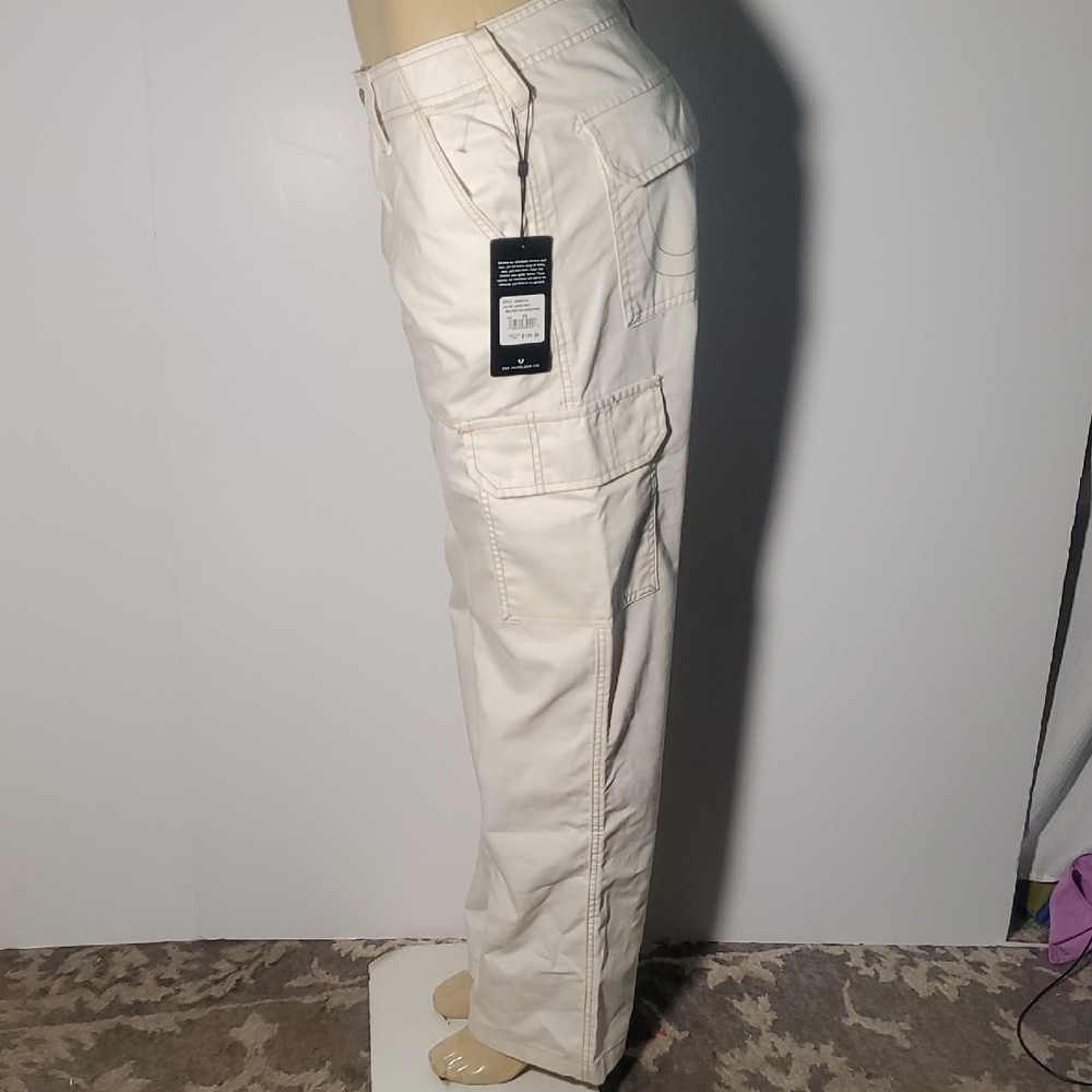 New Womens True Religion Military Cargo Pants Size 29 Cream - Picture 3 of 14